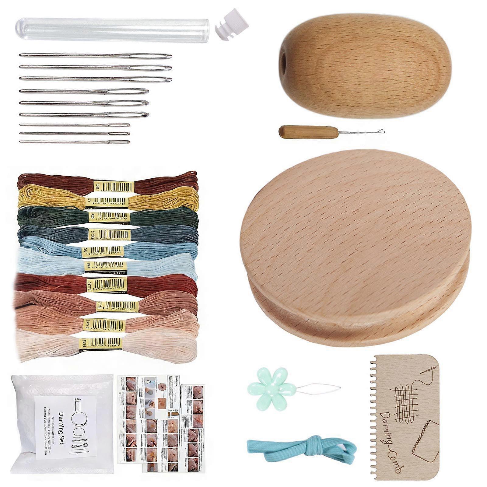 Circular Darning Tool for Sustainable Fabric Mending Projects Home Using Quality Materials Multicolor