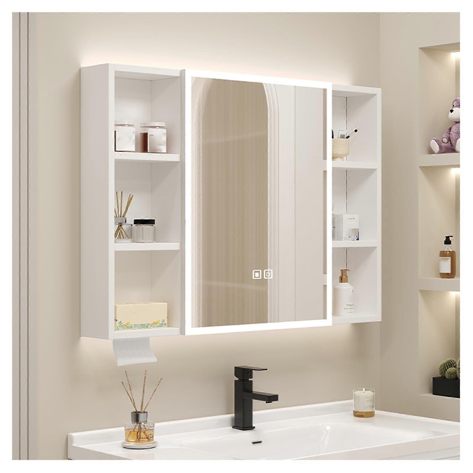 Bathroom Mirror Cabinet with LED Lighting, Defogger, Dimmer, Storage, W50xH68cm