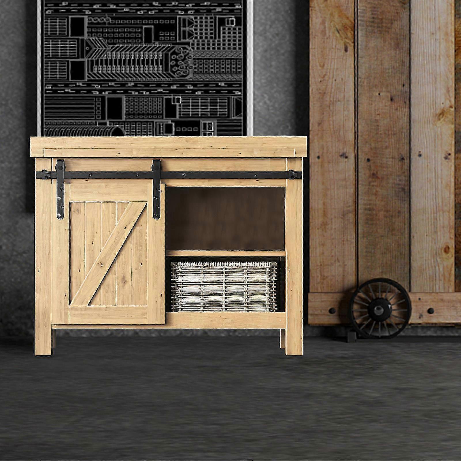 1 Set Mini Barn Door Hardware Sliding Cabinet Door Rollers Guide Kit