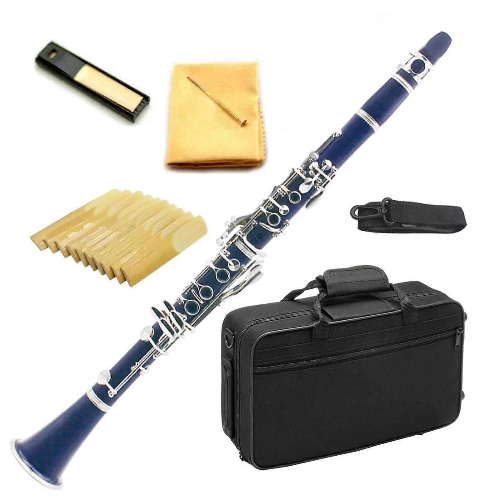 Blue Bb Clarinet for Beginners with Durable Nickel Keys, Stable Pitch Control and Complete Set
