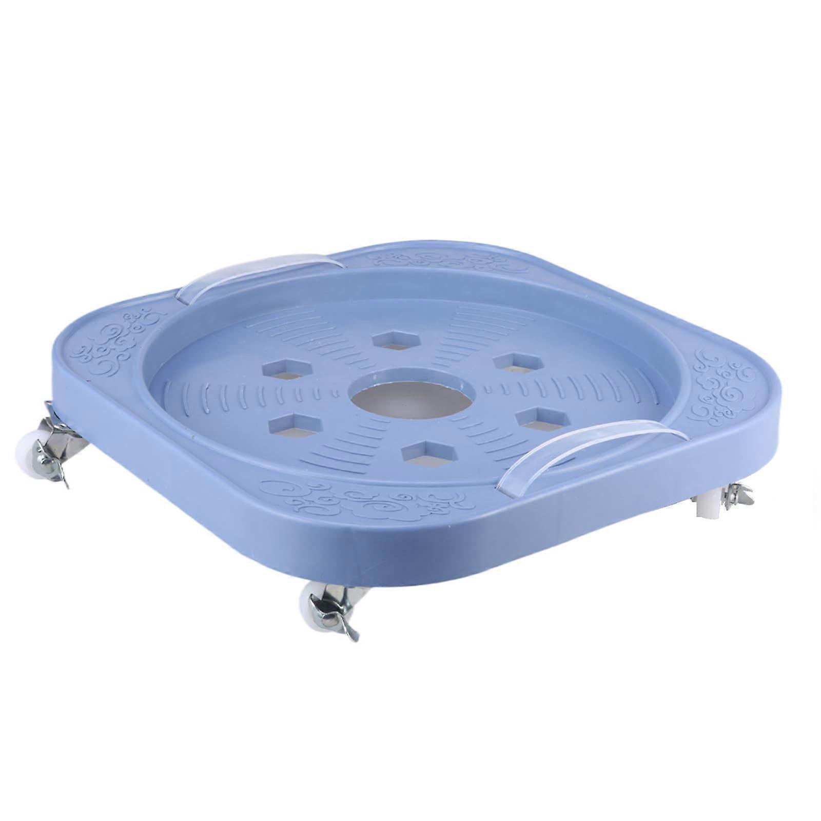 Blue Propane Tank Holder with Wheels, Fixed Cylinder Storage Rack, Round Tray for Kitchen Use