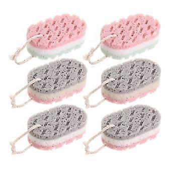 6pcs Soft Bath Sponge Set for Adults Gentle Exfoliation Body Scrubber Quick Dry Travel Use