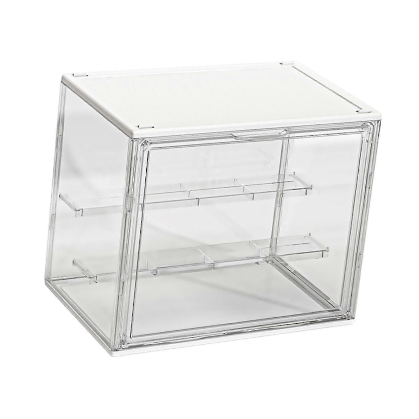 Clear Display Case for Figures with Stackable Dustproof Design, White Translucent Organizer Box