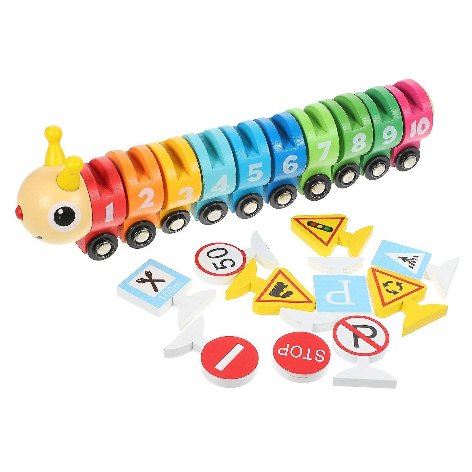 Learning Toy Wood Train for Children Multi Wooden Educational Tool with Fine Motor Skill Development Function 1 Set