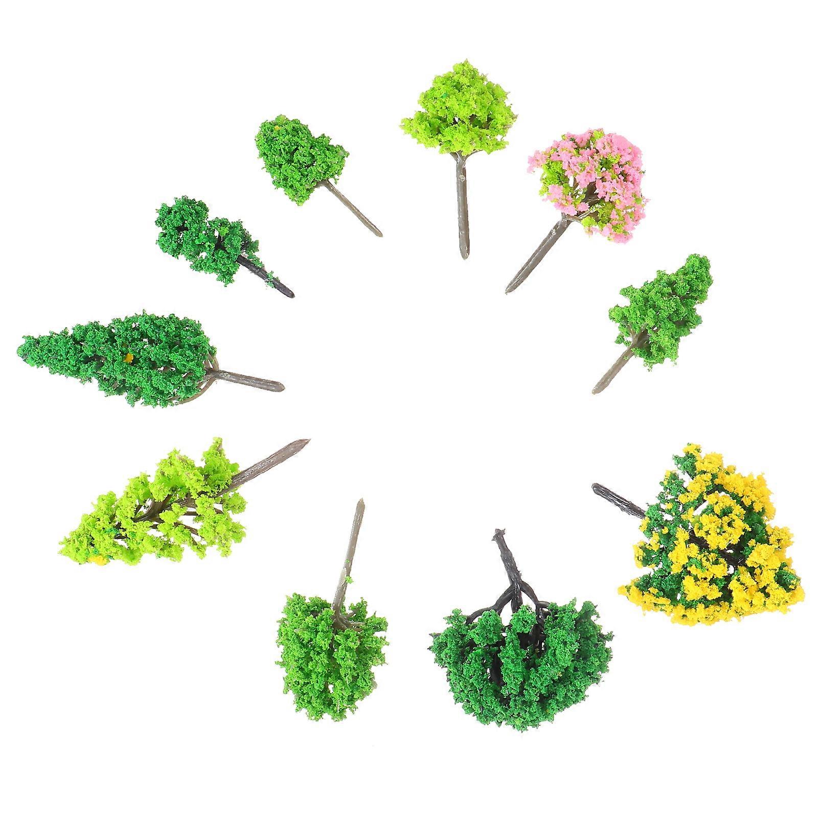 Assorted Color 55Pcs Mini Tree Models for DIY Micro Landscape Crafts