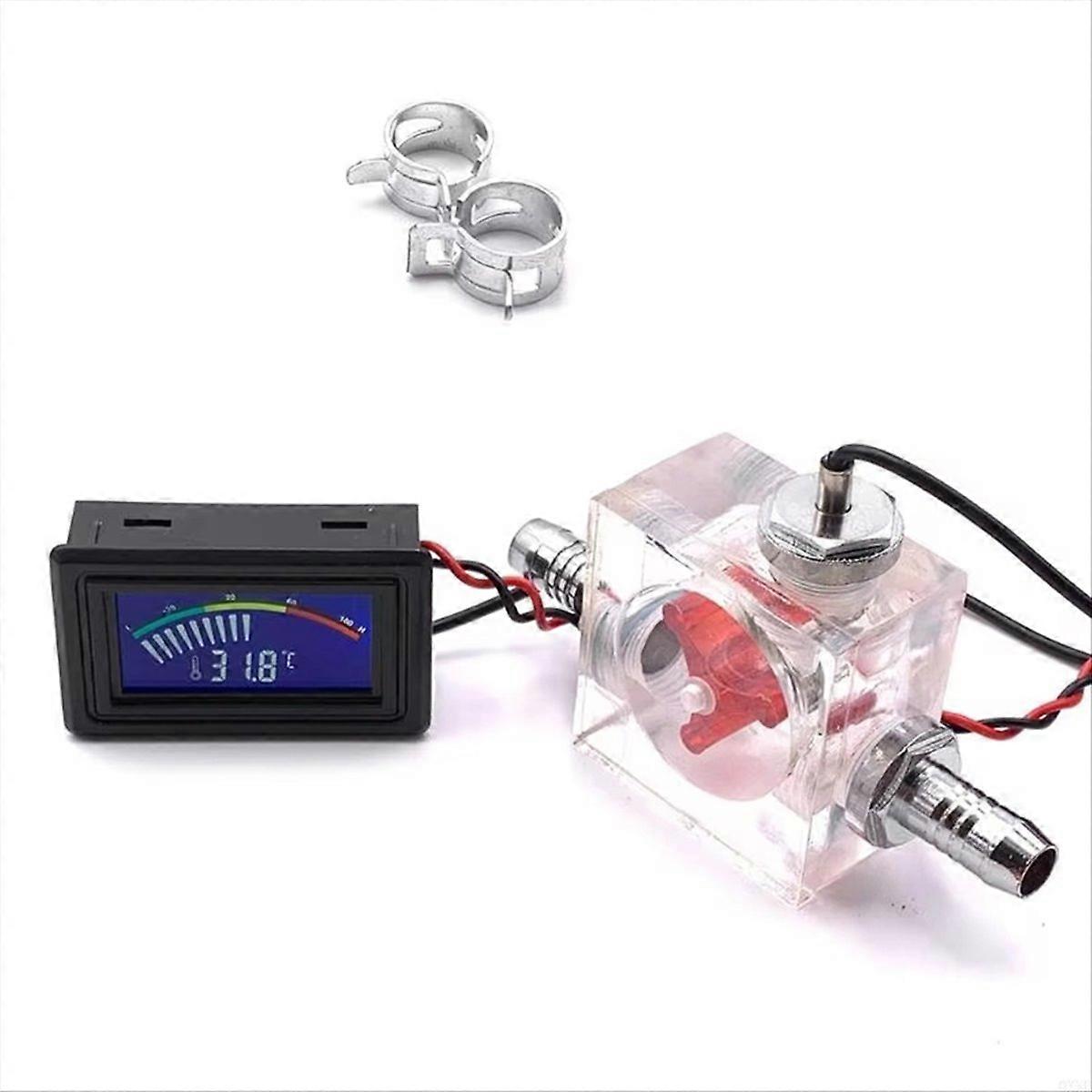 3 Way Flow Meter LED Thermometer, Water Cooling, Red