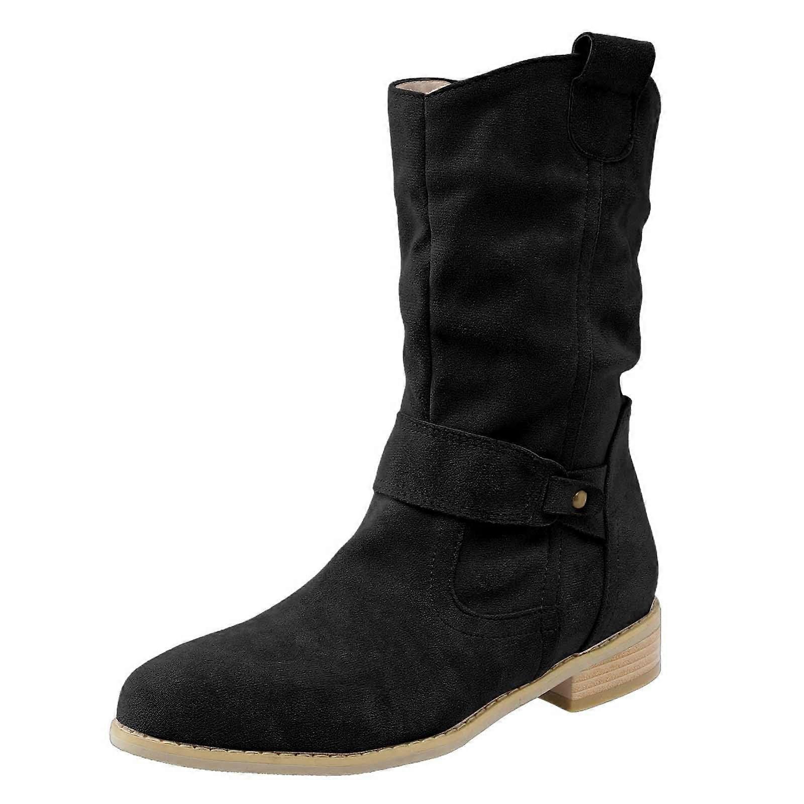 Willtoo Women's Half Boots Mid Heel Elegant Suede Half Boots Winter Shoes Camel