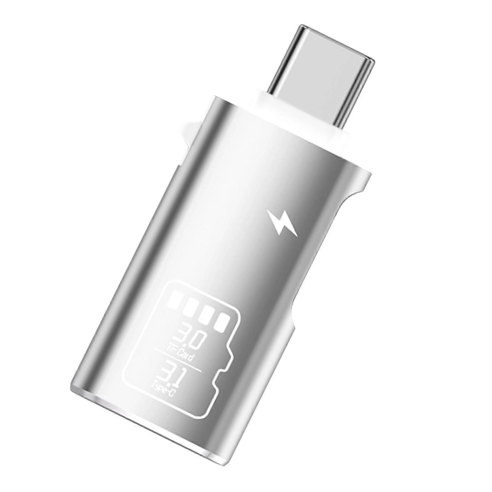 Wide Compatible Type C To TF Card Adapter Supporting Fast Charging And Data Syncing Card Reader  Silver