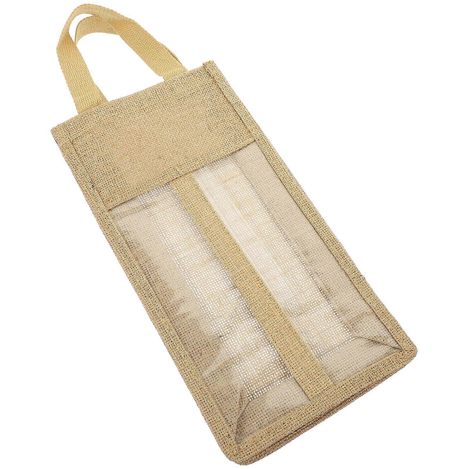 Handle Gift Bag for Storage Rustic Burlap Tote 2-Divided