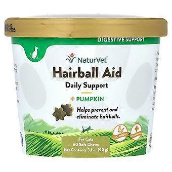 NaturVet, Hairball Aid Daily Support + Pumpkin, For Cats, 60 Soft Chews, 3.1 oz (90 g)
