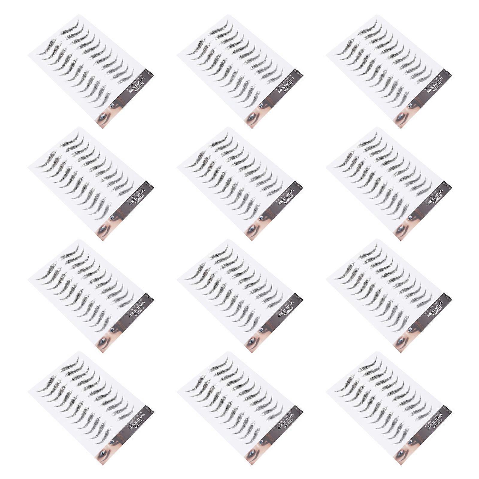 12 Sheets Eyebrows Sticker False Eyebrows Tattoos Temporary Eyebrows Tattoos