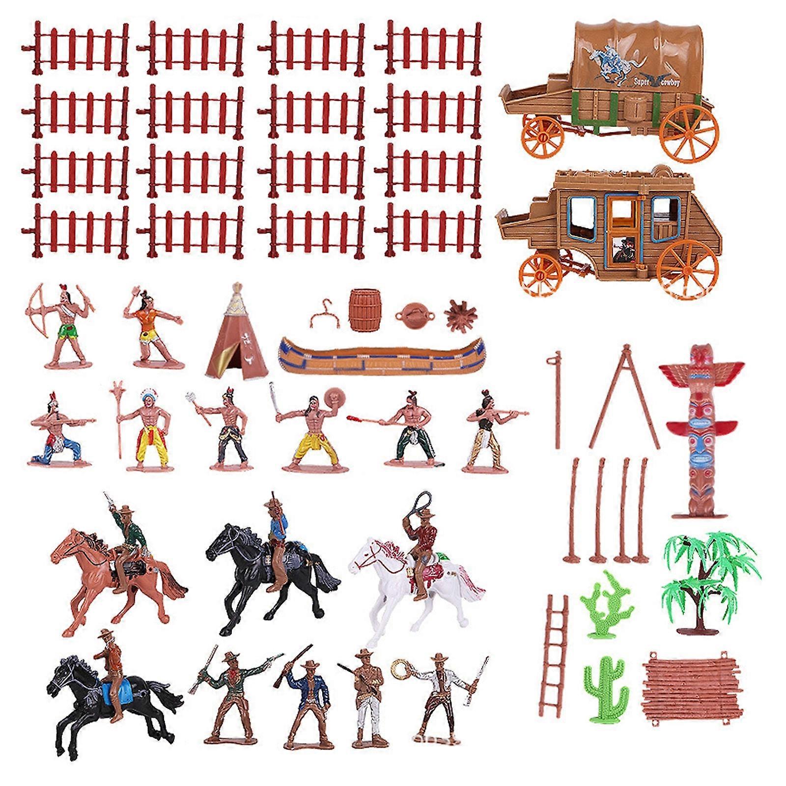 43pcs Imitated Cowboy Simulation Figurines Scale Figurines Mini Scale Figures