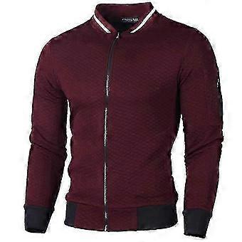 Men Grid Zip Up Jumper Cardigan Coat Winter Casual Bomber Jacket Tops Outwear FASTXM