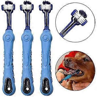3 Pieces Dog Toothbrush For Pet Dental Care, Triple Head Toothbrush, Ergonomic Handle For Easy Oral