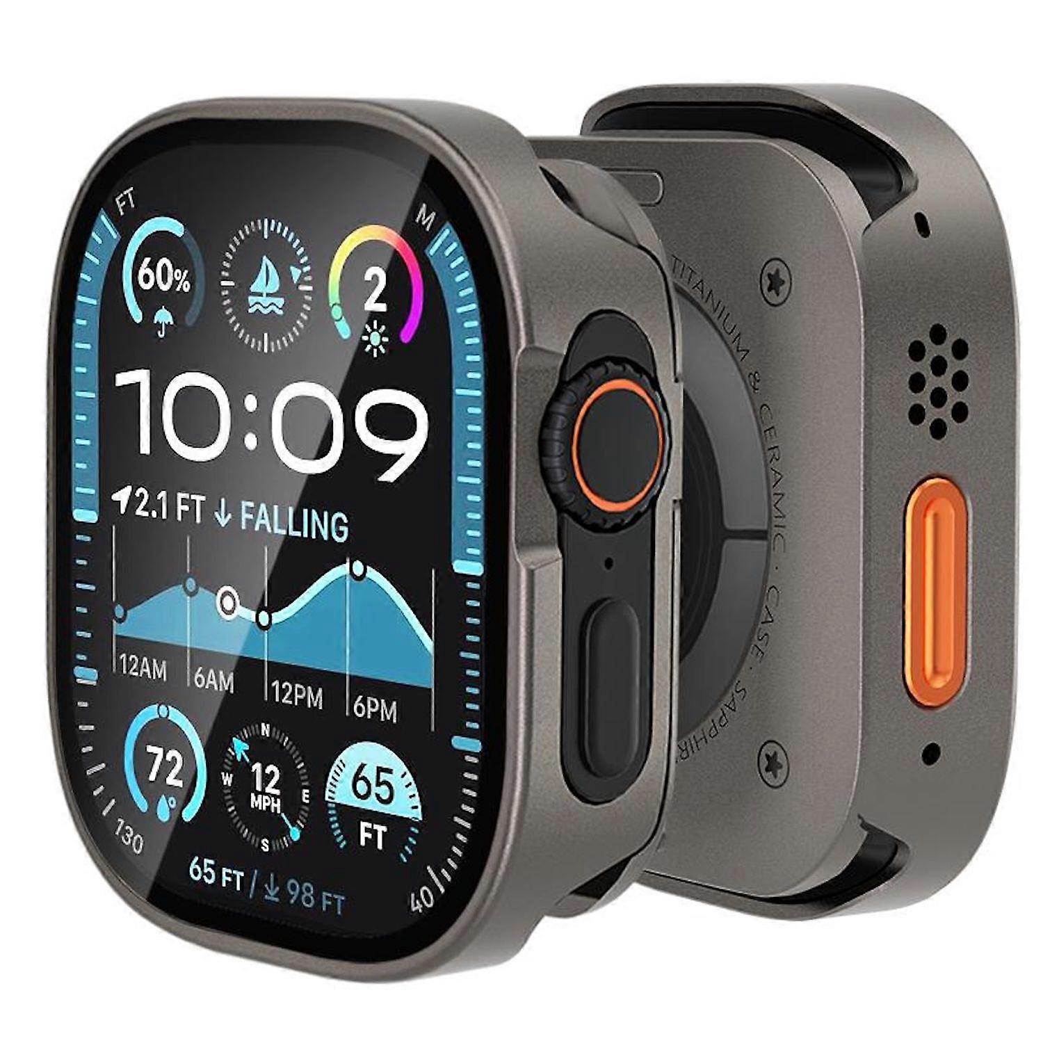 Smartwatch case + 9H tempered glass titanium aluminum for Apple Watch Ultra 2 / 1 49mm
