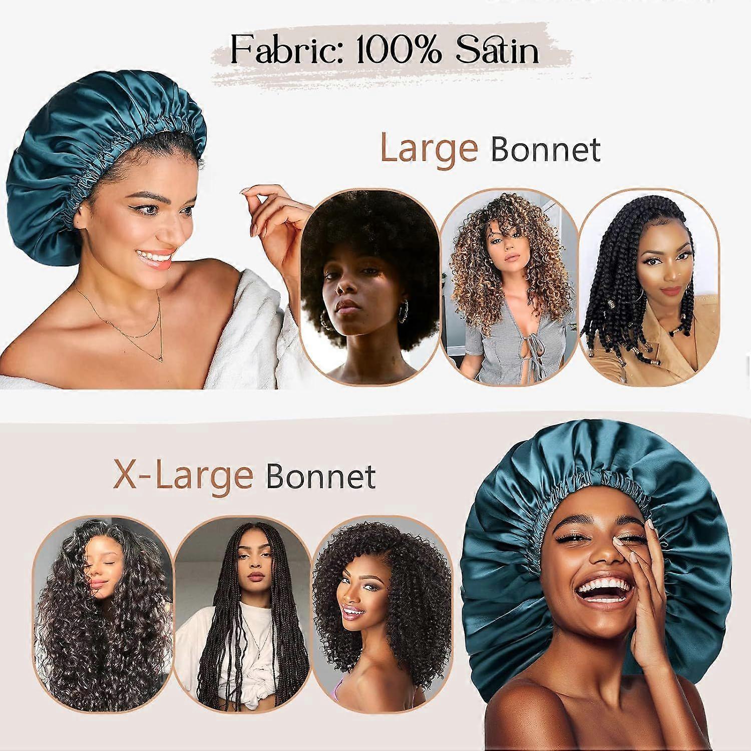 Satin Bonnet Sleep Bonnet Cap - Extra Large Double Layer