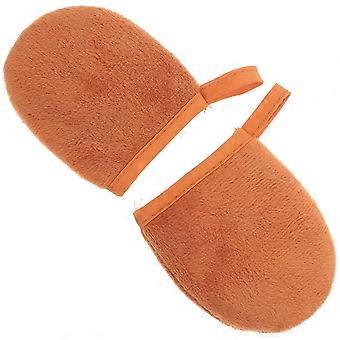 Tanning Mitt Plush Lotion Apply Mitten for Use 4Pcs Brown Plush Material