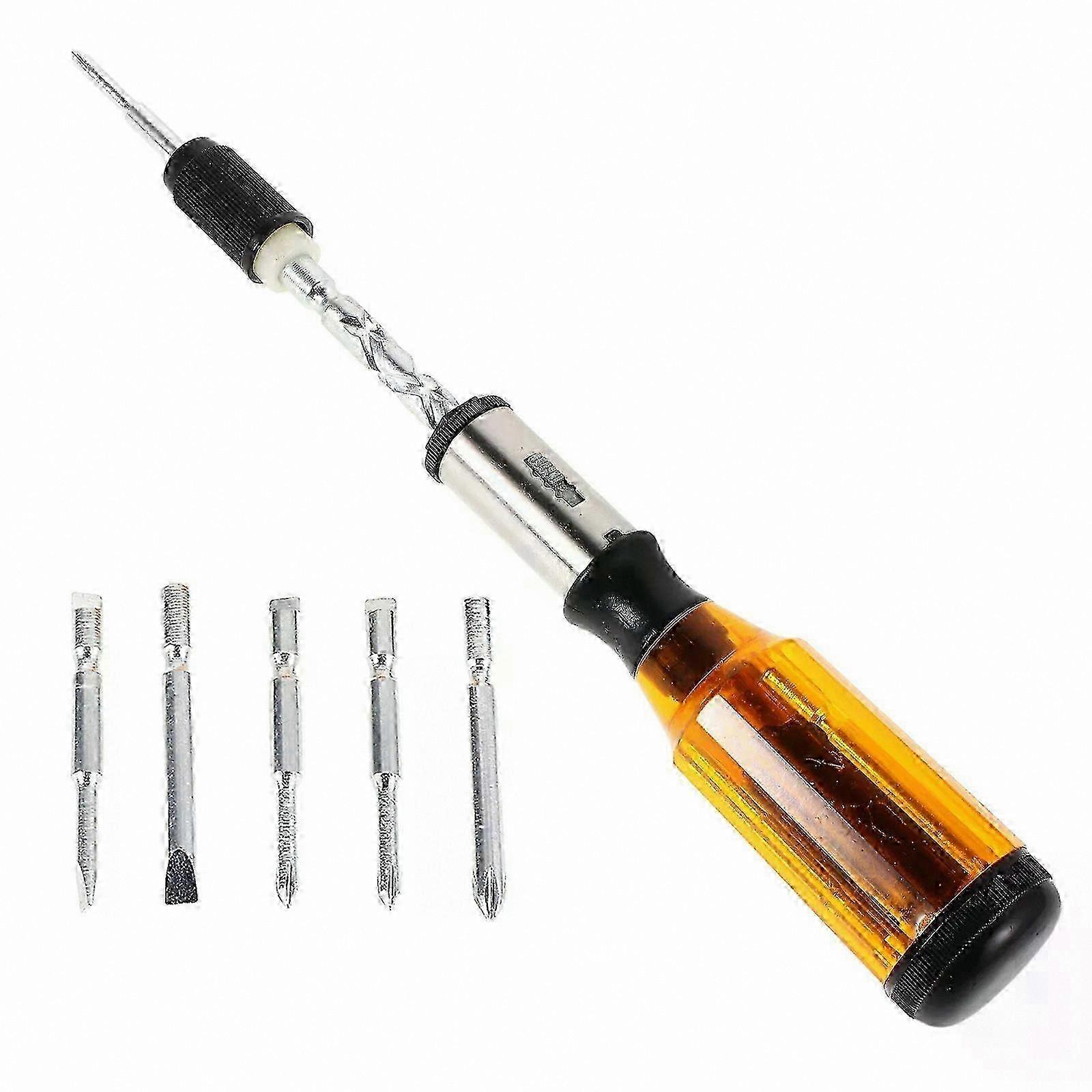 Semi-Automatic Push-Pull Action Spiral Ratchet Screwdriver, Rotating Hand Pressing Screw Tool