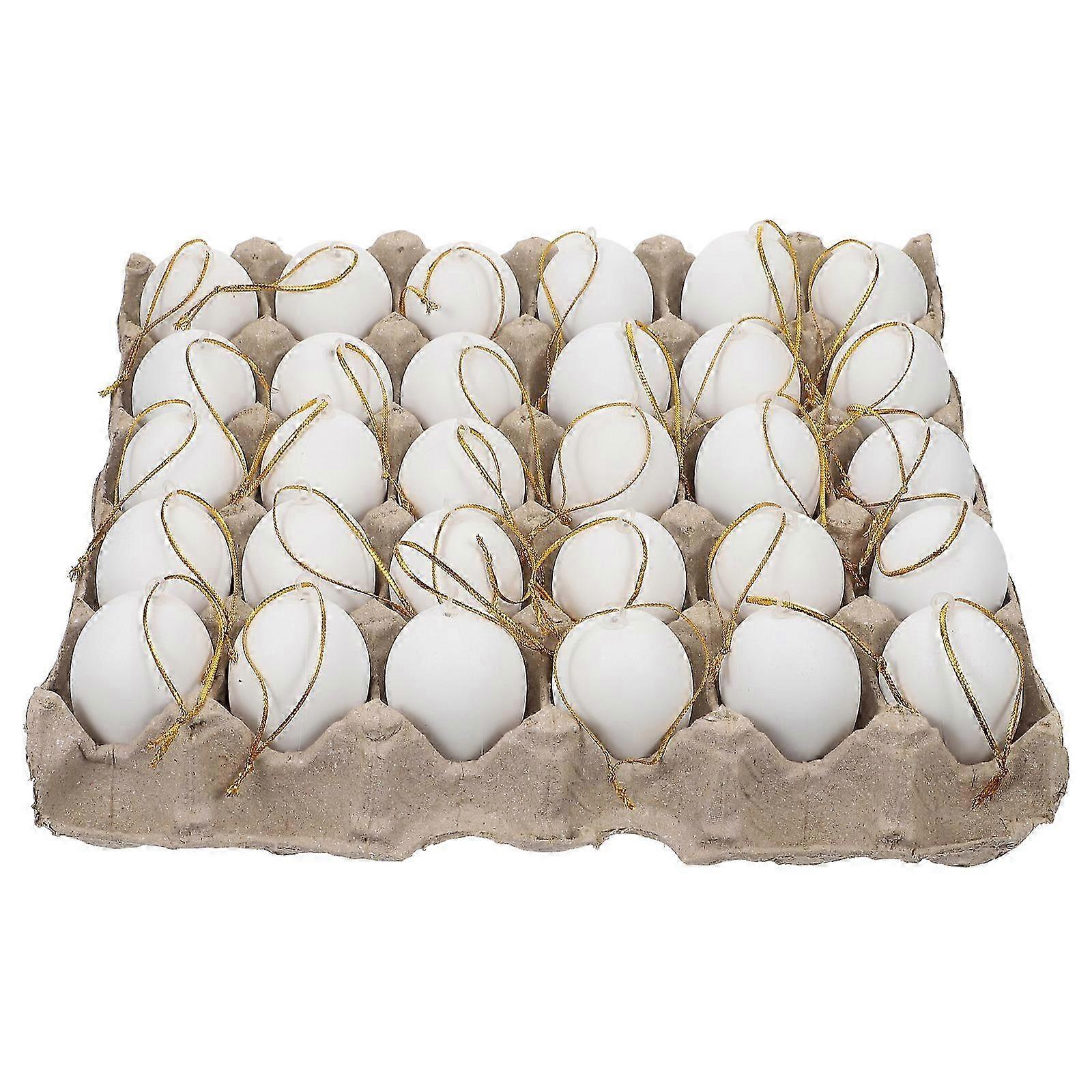 1Set Home White Easter Eggs Plastic Unfinished Eggs Ornament Easter Decors