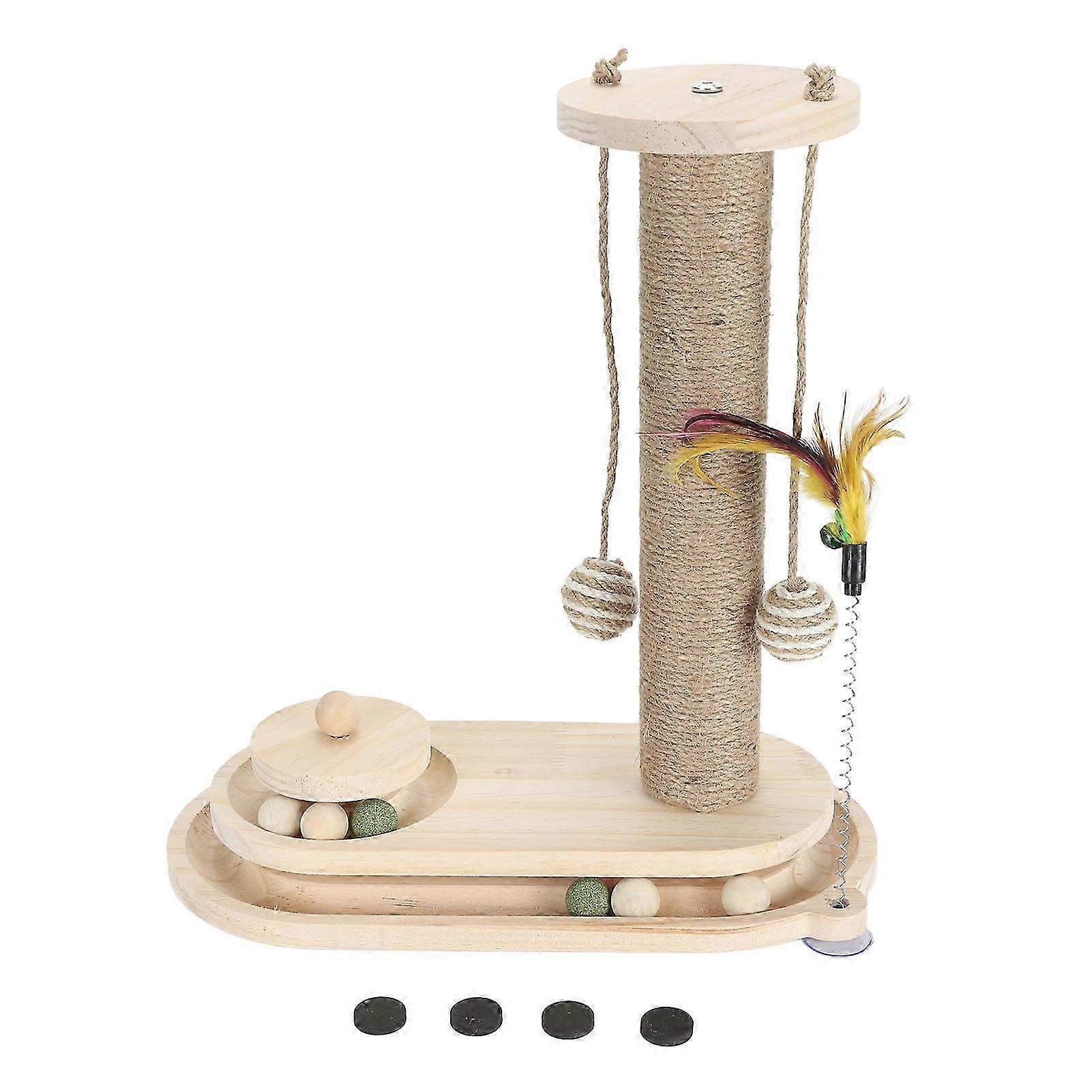 Cat Scratching Post 2 Layer Ball Track Interactive Tall Kitten