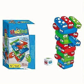 Balancierblock-Spielset (30-teilig) mit Würfeln, lustiges Stapelspiel für 1-3 Spieler, Familienspiel für Partys