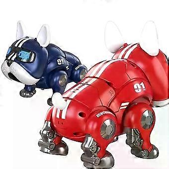 De V01 Violent Dog, met beweegbare kop en ledematen, heeft muziek, is een robotachtig hondenspeeltje in rood en blauw en is een slimme robothond/elektronisch huisdier voor kinderen.
