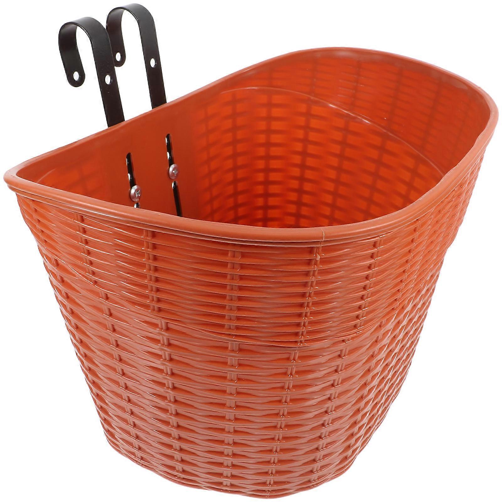 Brown Bicycle Basket Front Rack for Storage Use 1Set Durable PP Material