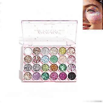 Halloween-Glitzergel-Palette mit 24 Farben, holografischen Pailletten für Gesicht, Augen, Haare und Nägel, Rave-Halloween-Meerjungfrauen-Cosplay-Party-Make-up-Set