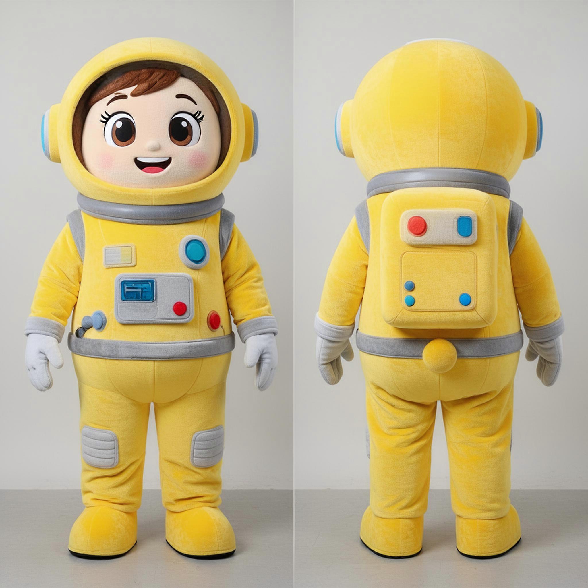 MASTICOT Yellow Shimmering Astronaut Mascot