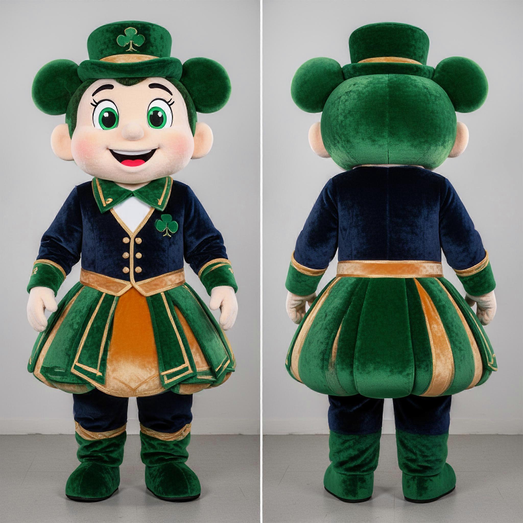 MASTICOT Navy & Emerald Cartoon Irish Dancer Mascot