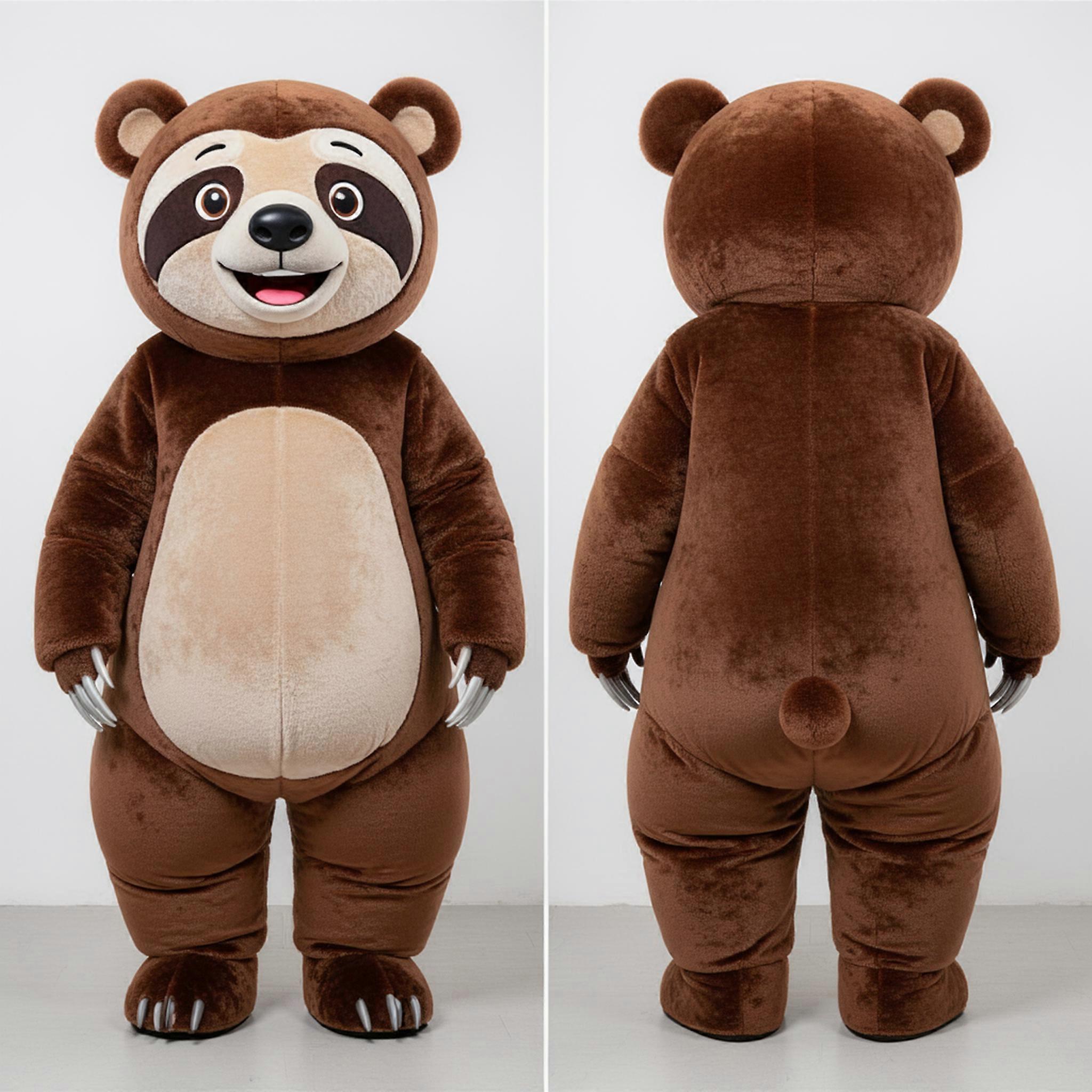 MASTICOT Velvety Brown Cuddly Sloth Bear Mascot