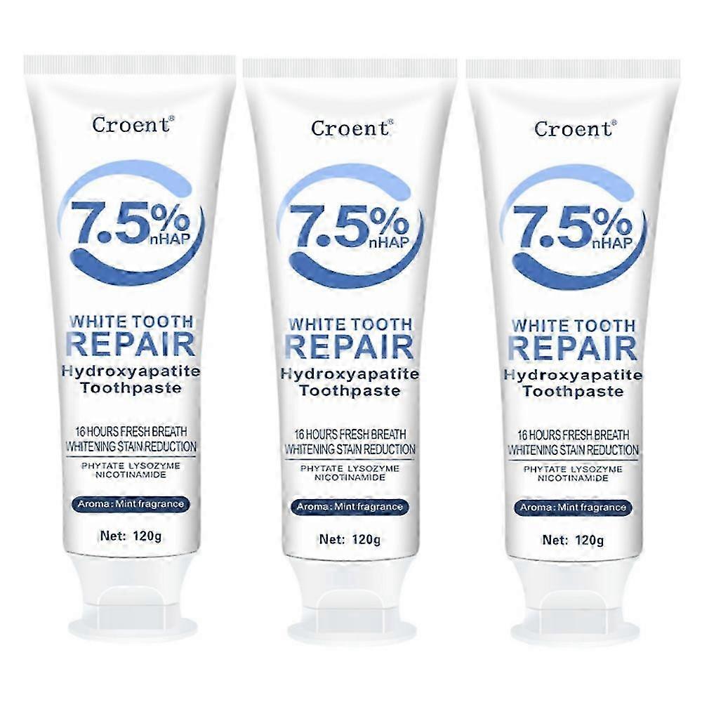 3PCS Hydroxyapatite Toothpaste, Enamel Protection, Fluoride-Free for Sensitive Teeth