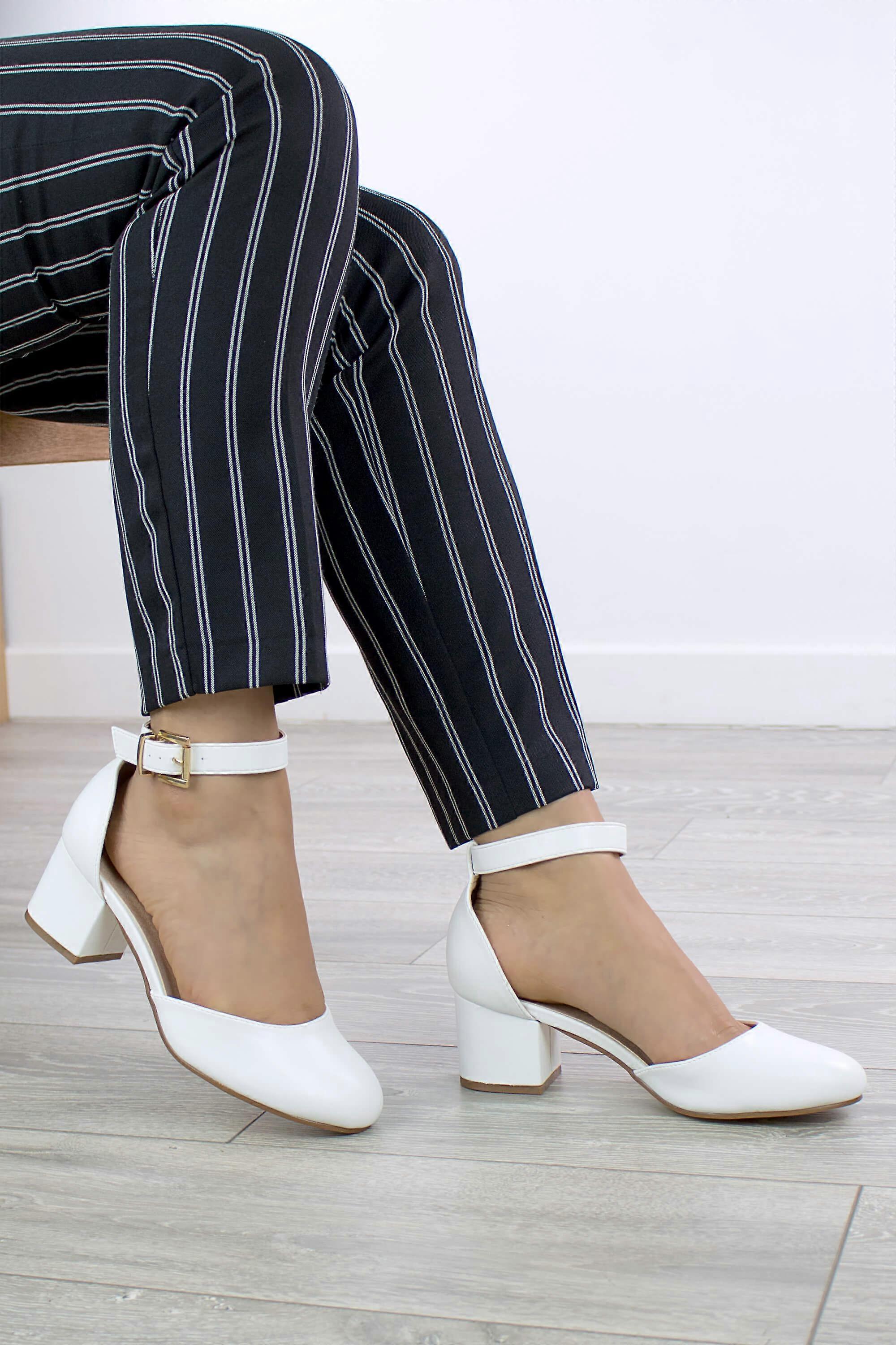 Mid Block Heel Ankle Strap 2 Part Heels