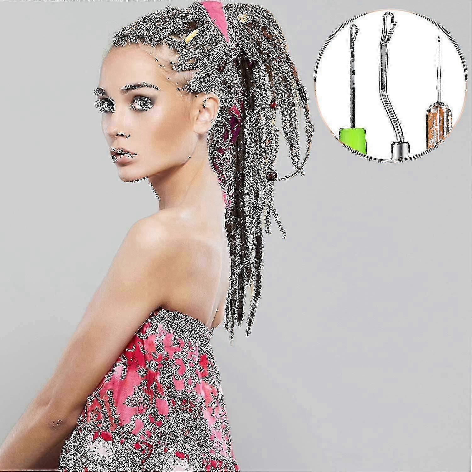 9 Pieces Bent Latch Hook Crochet Needle Set Latch Hook Dreadlocks Tool