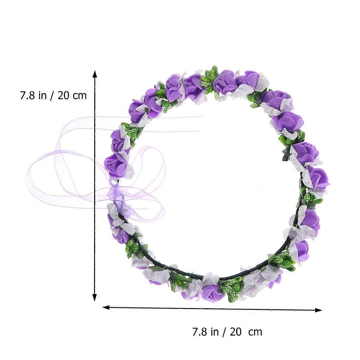 Couronne de fleurs de fraise pour fille, accessoire de cheveux fait main, bandeau à une rangée violette