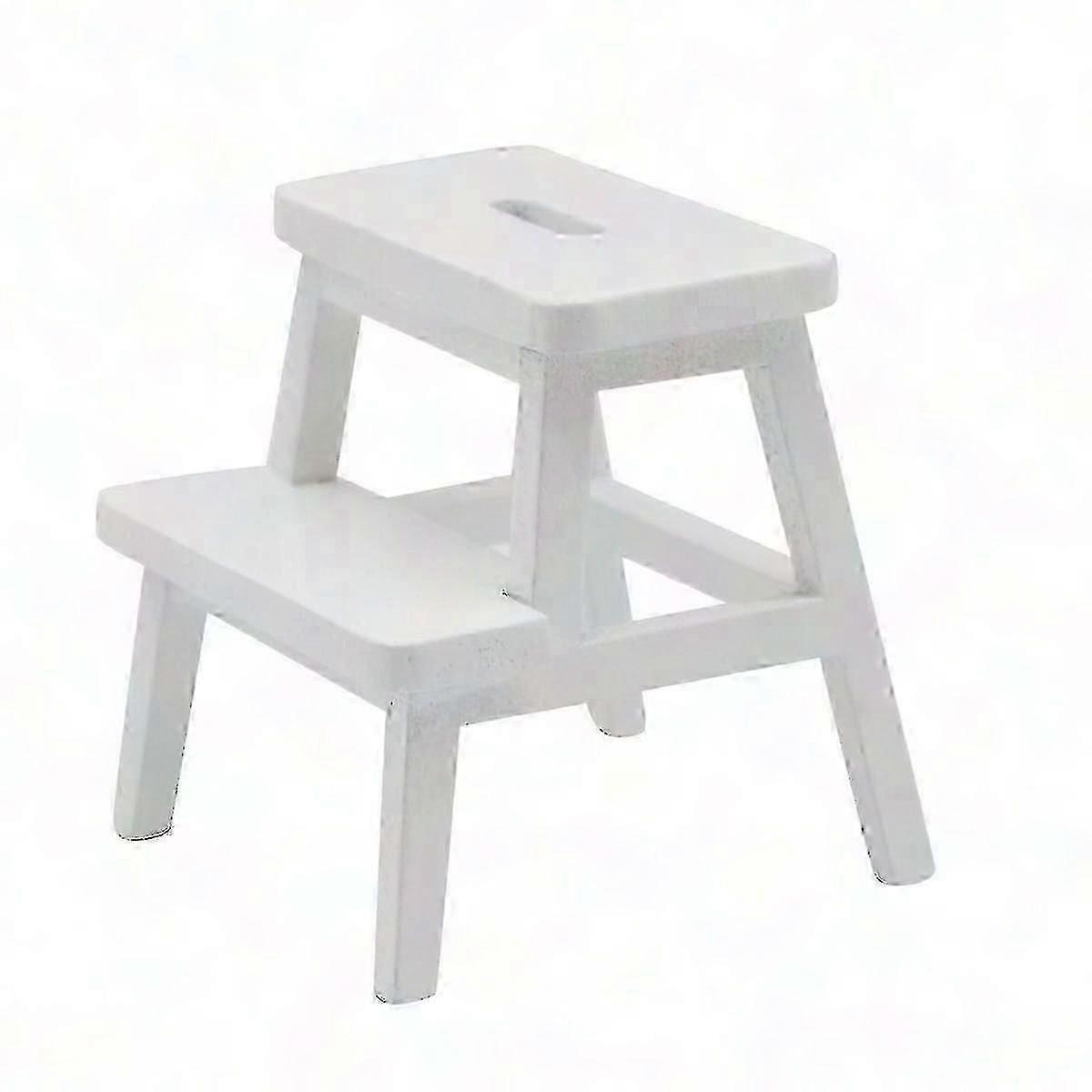 Compact Wooden Step Stool for Home - Double-Layer Design, Space-Saving