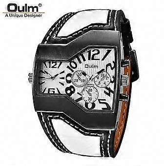 Two Time Zone Men's Wristwatch with PU Leather Strap and Classic Casual Quartz Movement