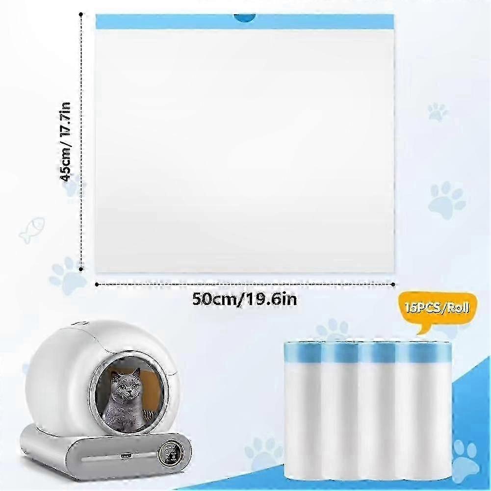Extra-Thick Cat Litter Box Liners, 90 Count, Compatible with Automatic Litter Boxes