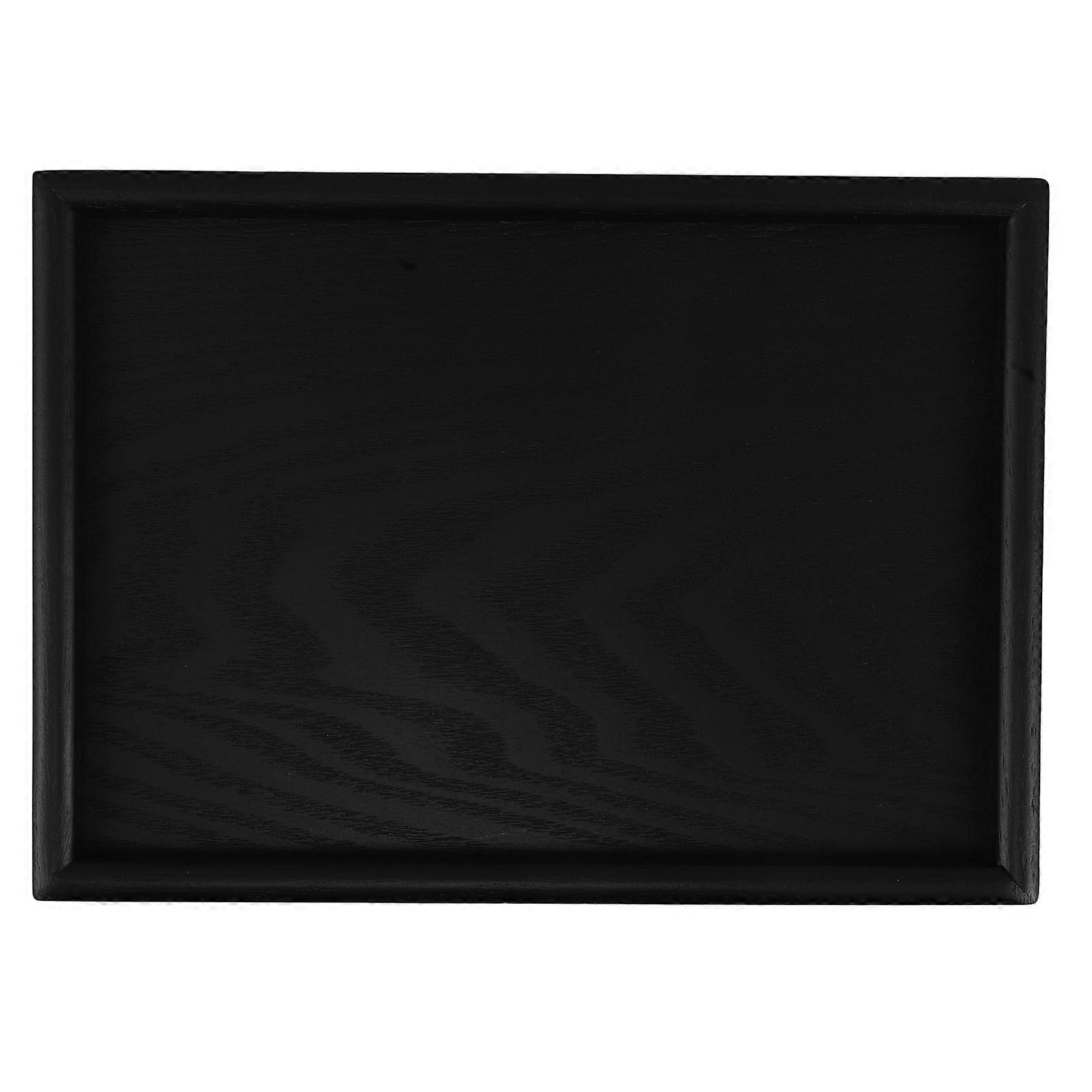 Solid Wood Tea Tray Black Rectangular Tray for Serving Tea