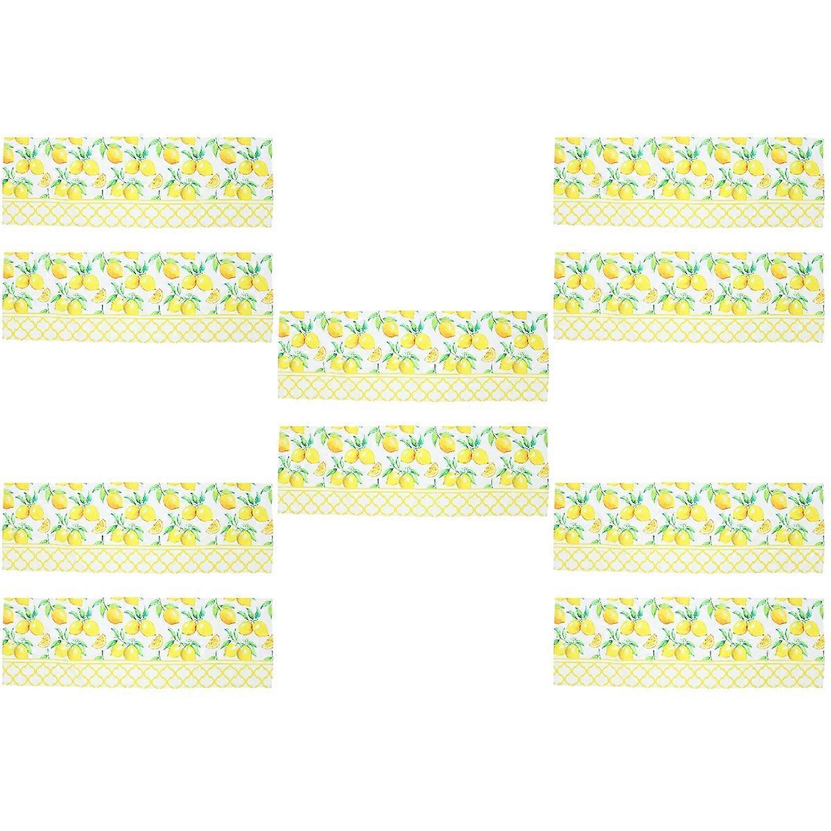 Valances for Kitchen Windows with Lemon Prints 10Pcs Set