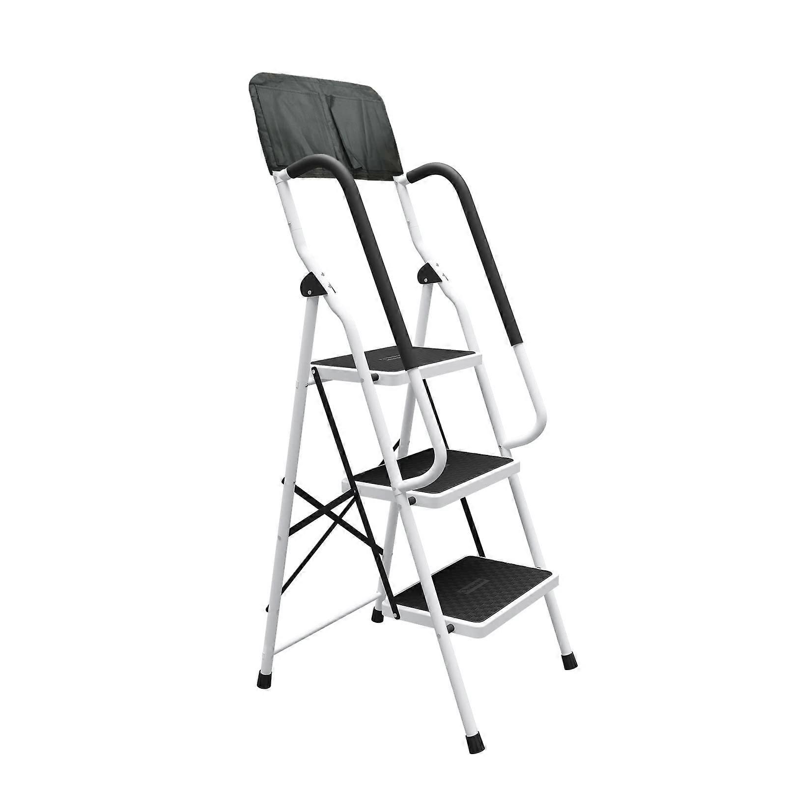 Opklapbare Trapladder 3 Treden met Veiligheidsleuning