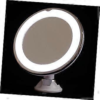 Espelho com lupa 10x e ventosa, com luz LED.
