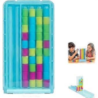 Farbgestapeltes Knobelspiel mit 40 Ringen und Halterungen, Farbabgleichspiel mit Karten, tragbares Spielzeug für Reisen, Familien und Partys.
