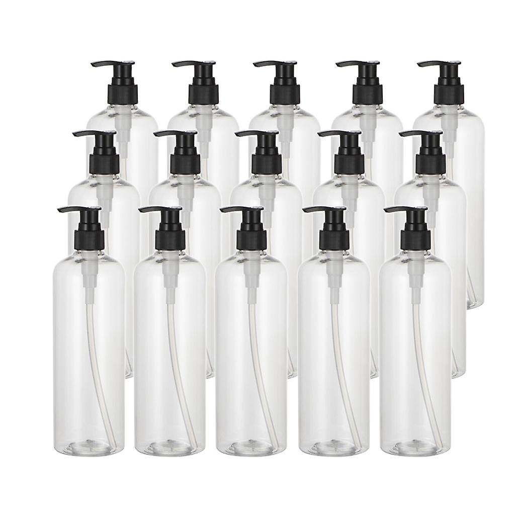 Plastic Shampoo Conditioner Pump Bottle Refillable Dispenser 500ml 15x Black