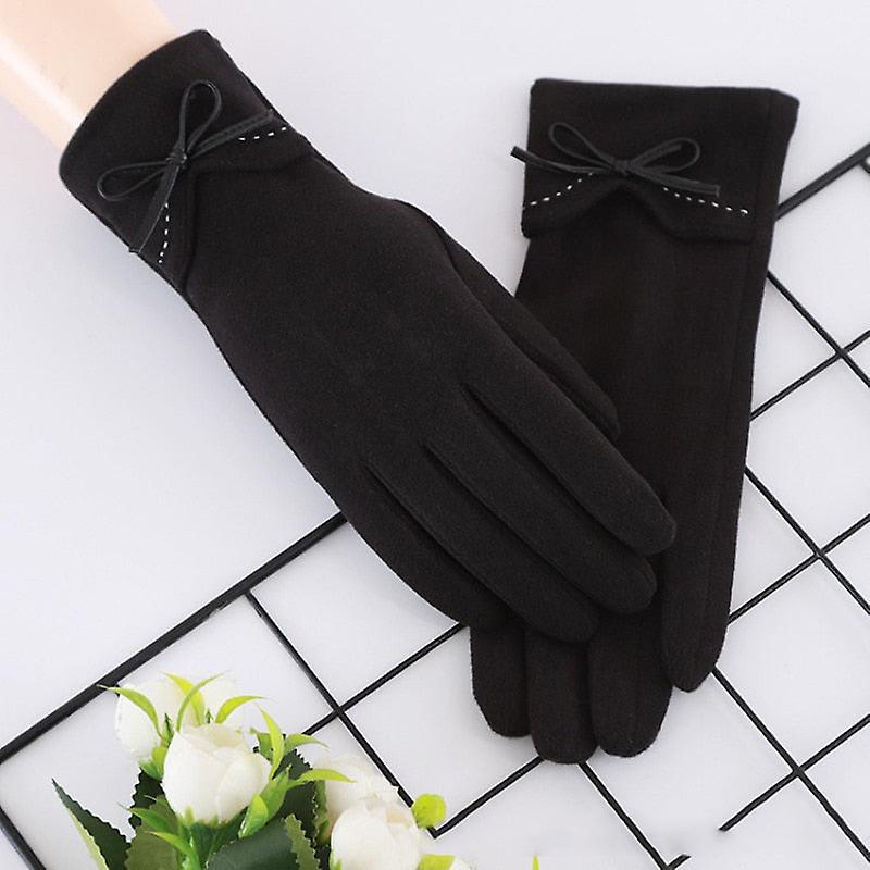 Herbst Winter Frauen Dünner Abschnitt Warm halten Touchscreen Single Layer Windproof Radfahren Bowknot Süß Schöne Elastizität Handschuhe