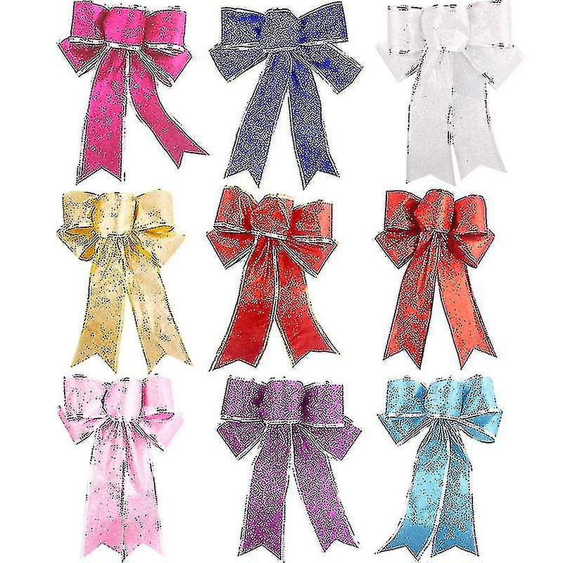 25cm Glitter Bow Ornt 5pcs