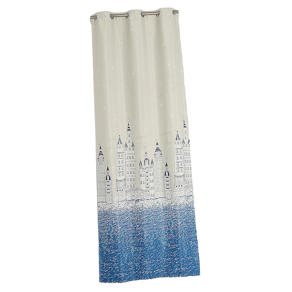 100x250cm Castle Pattern Window Room Shade Panel Blackout Curtain Drape Blue
