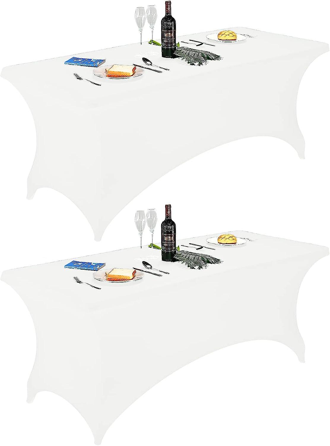 Pack Spandex Table Covers 6ftfitted Tablecloth For 6ft Rectangular Tables, Stretch Patio Table Covers, Universal Spandex Table Cover For Wedding, Banq