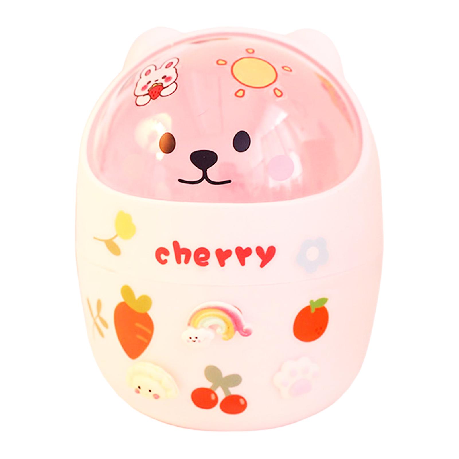 Cute Bear Shape Mini Trash Can Flip Trash Can Wastebaskets