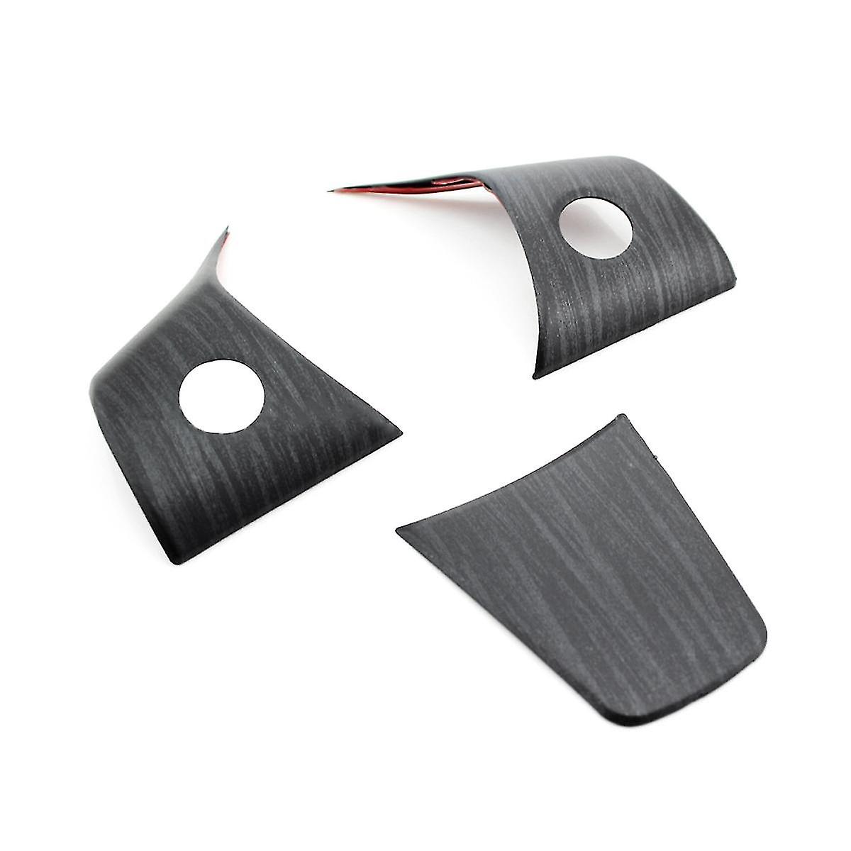 Brushed Wood Grain Steering Wheel Protective Frame Patch Trim For Model Y